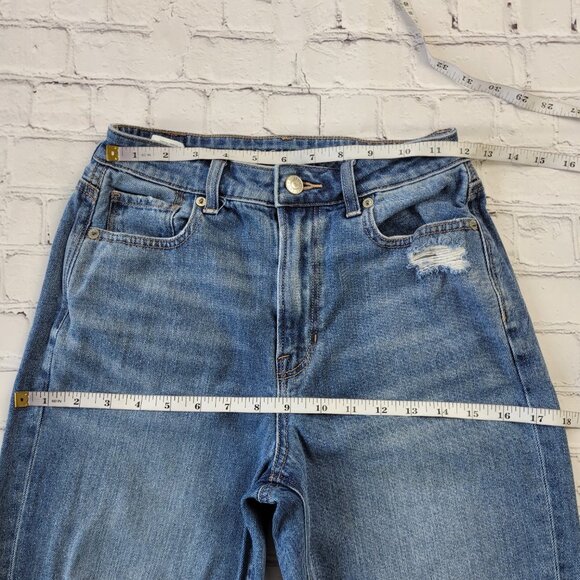 American Eagle Woman’s Blue Distressed mom jeans size 0 Regular - Picture 11 of 12